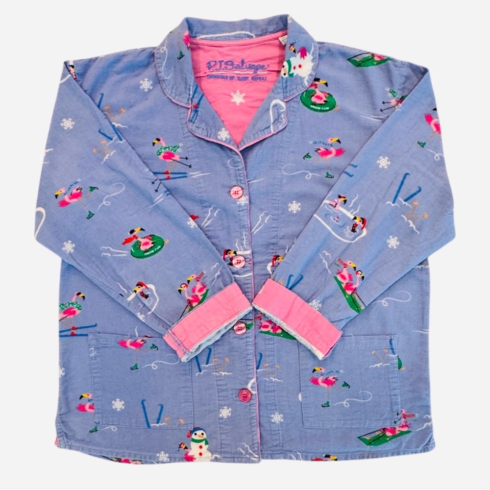 PJ Salvage Periwinkle Flamingos Flannel PJ Set - Picture 6 of 12